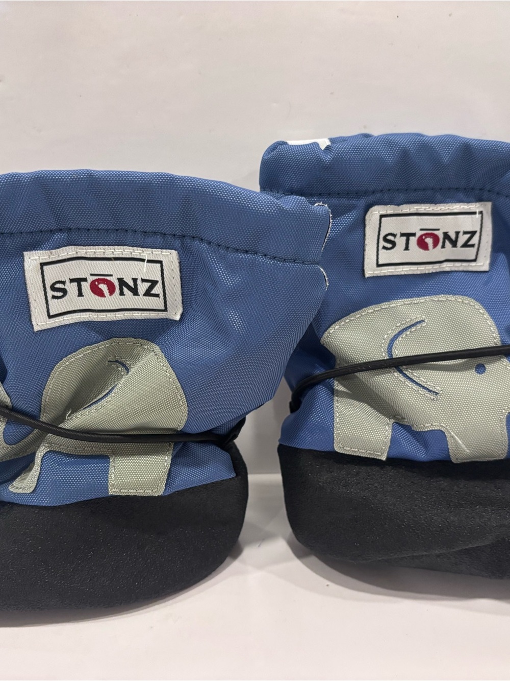 Stonz Blue and Gray Kids Booties with Elephant Accent small